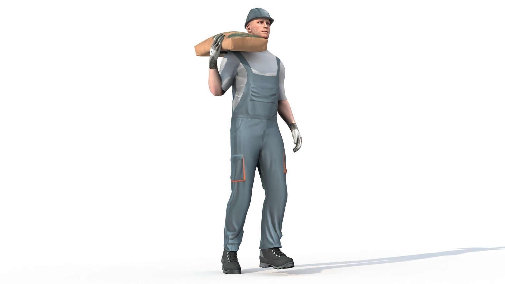 Workman Idle Animation 03 Low-poly 3D model_10