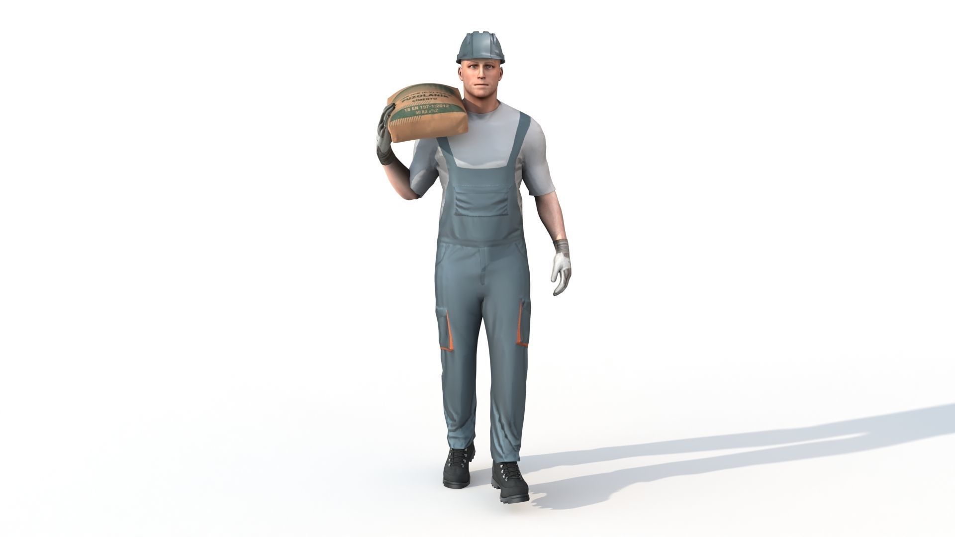 Workman Idle Animation 03 Low-poly 3D model_9