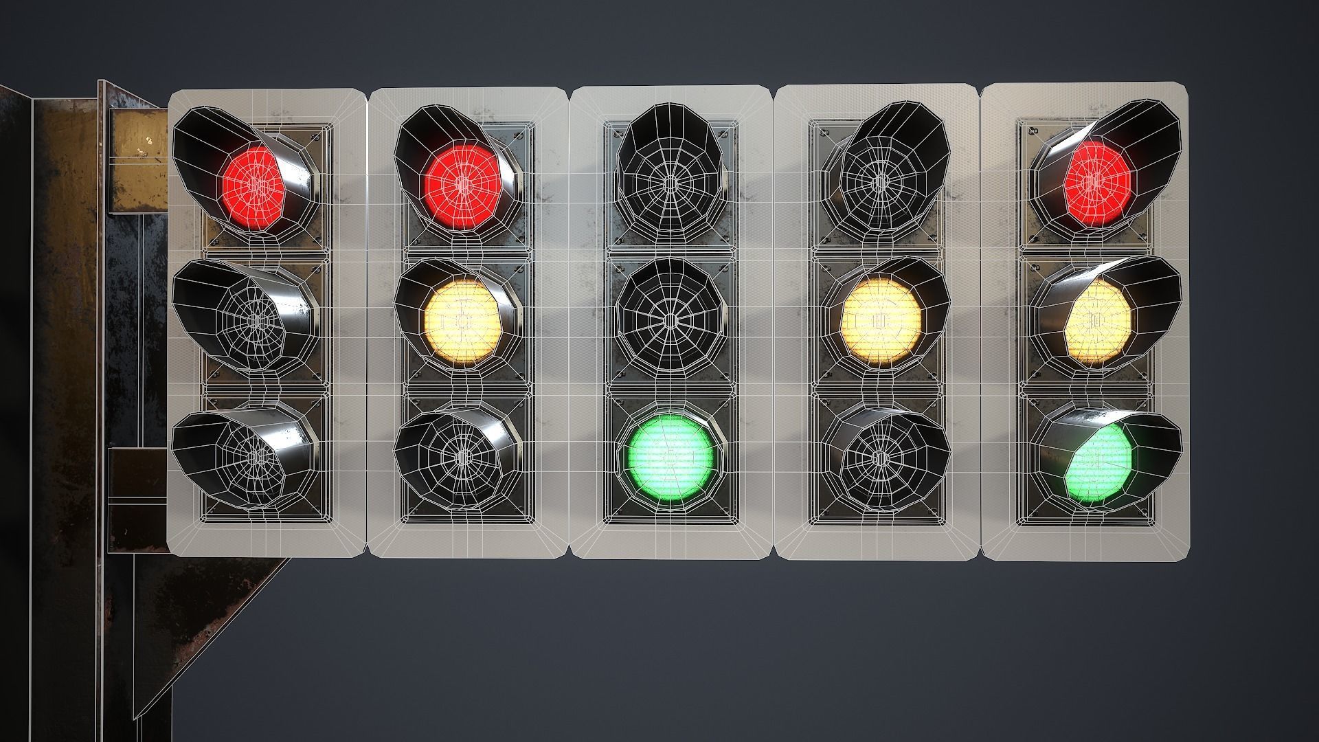 Traffic Light Low-poly 3D model_10