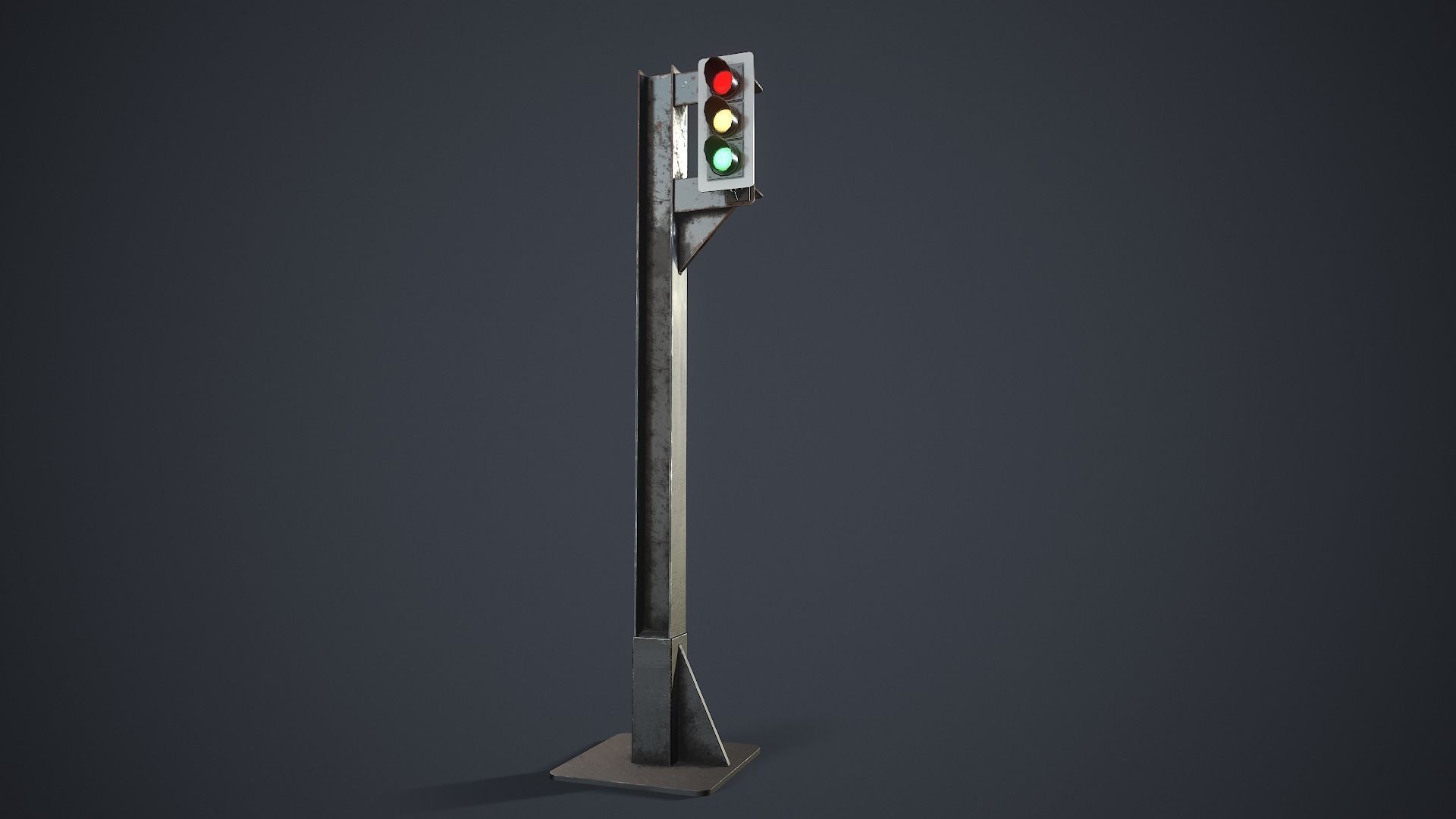 Traffic Light Low-poly 3D model_4