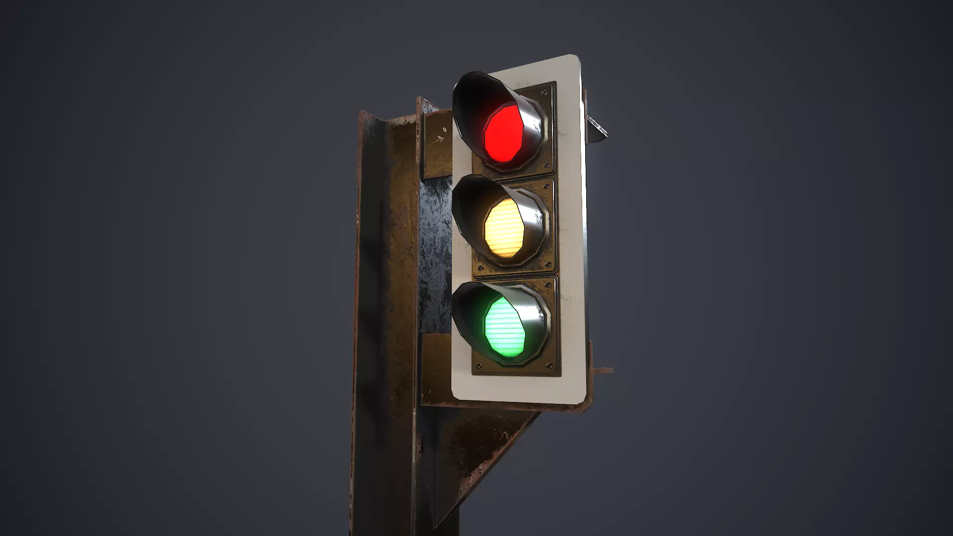 Traffic Light Low-poly 3D model_0