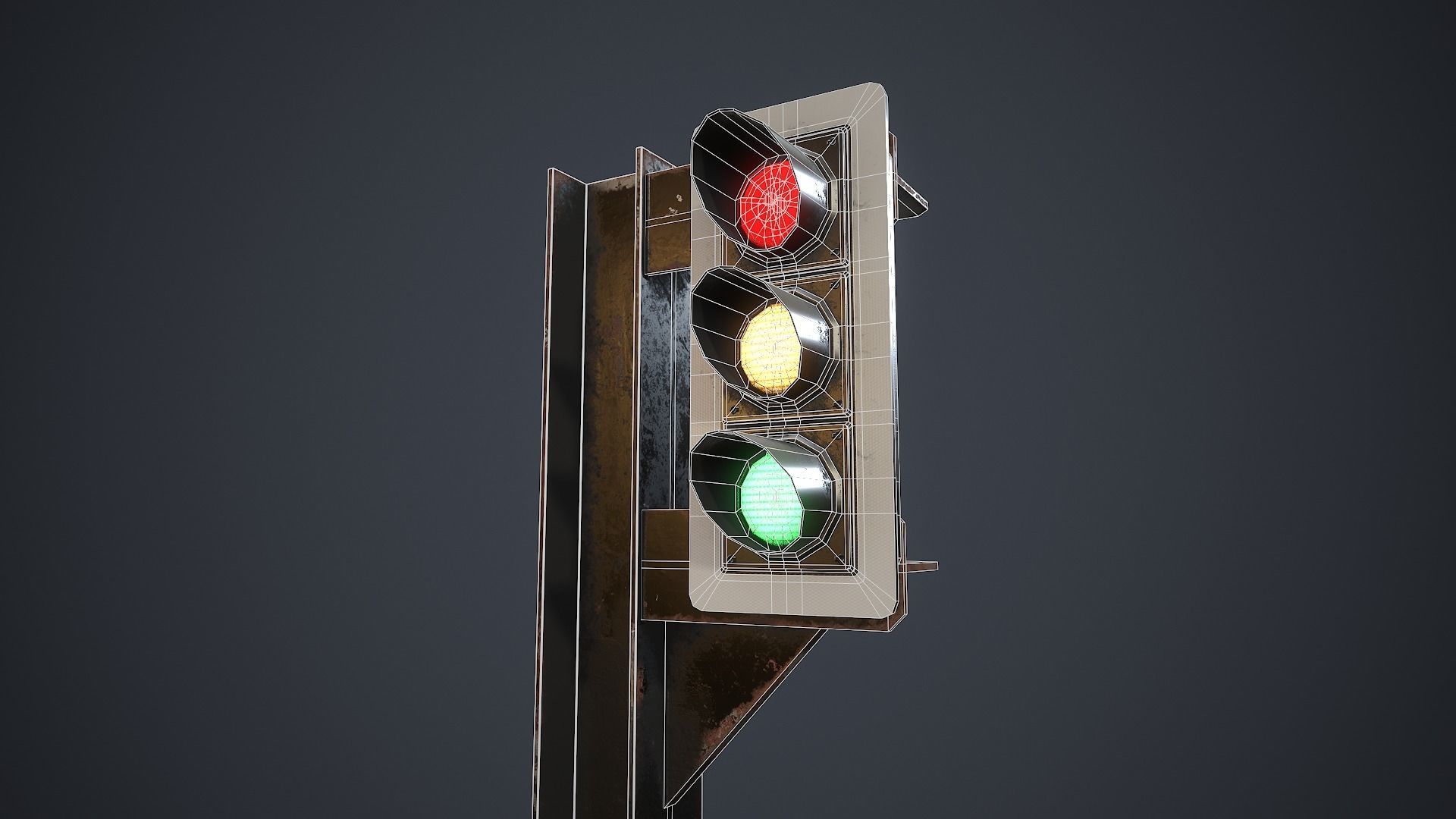 Traffic Light Low-poly 3D model_9