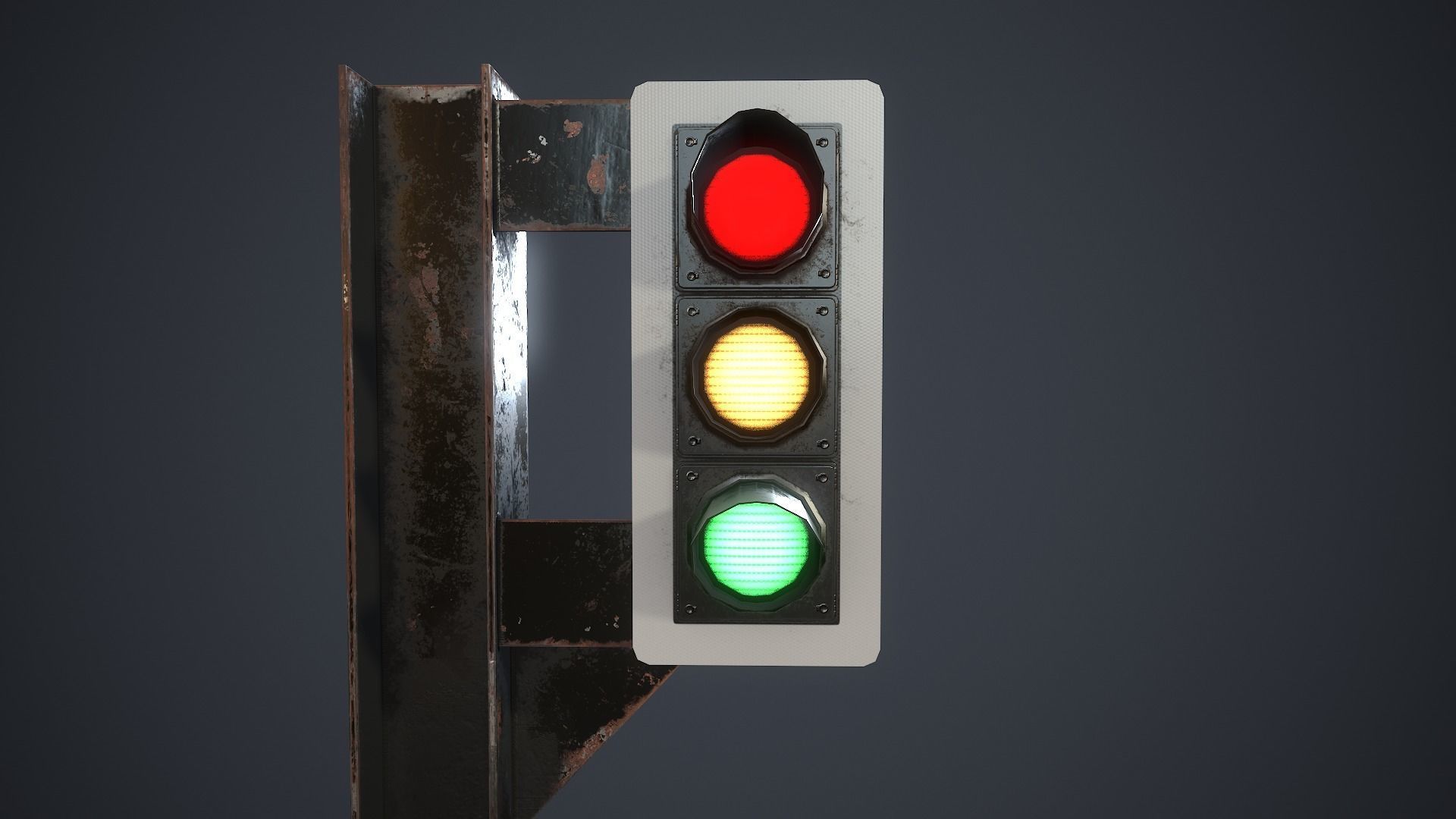 Traffic Light Low-poly 3D model_2