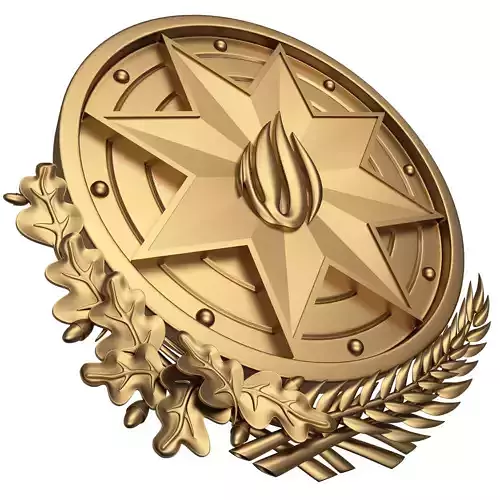 Coat of arms of Azerbaijan Gold Low-poly 3D model