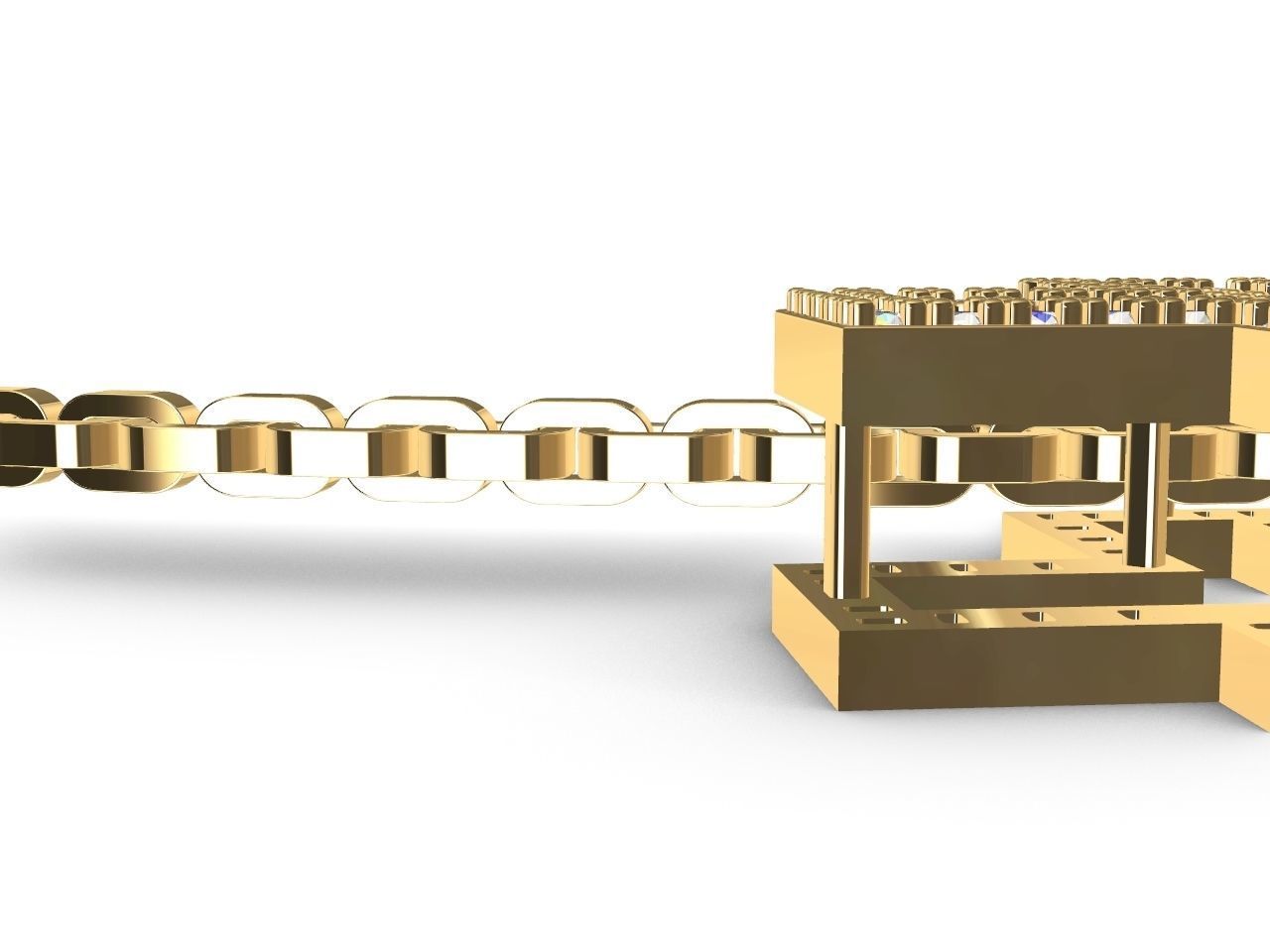 diamond cross pendant and chain stl files verified 3D print model_18