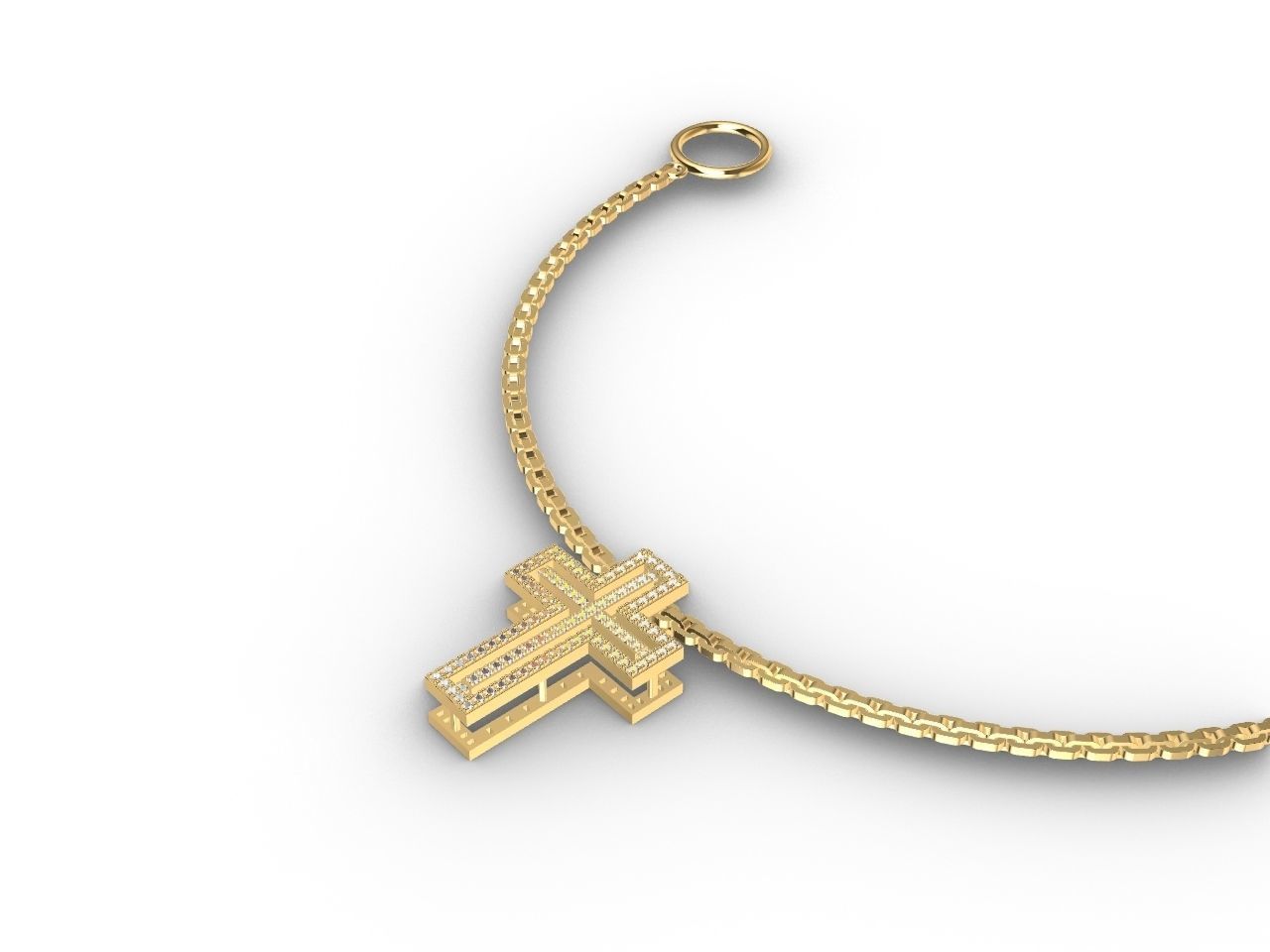 diamond cross pendant and chain stl files verified 3D print model_8