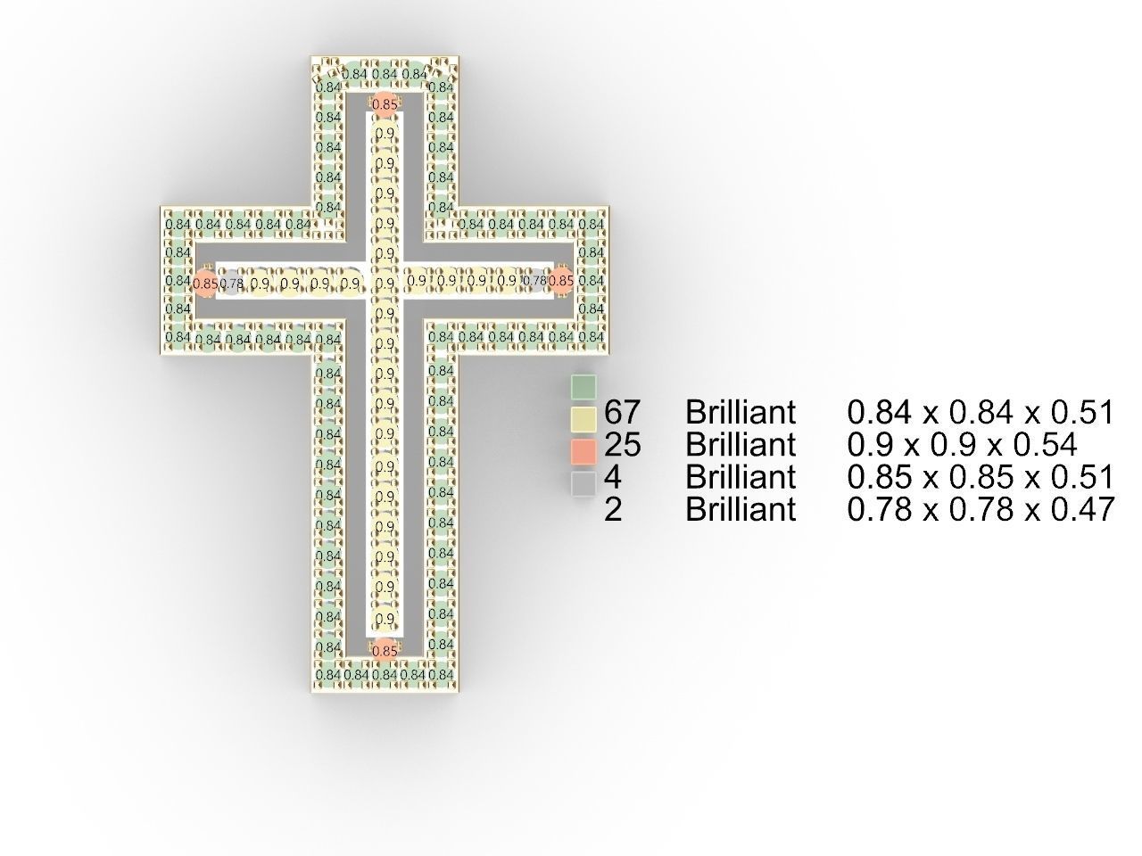 diamond cross pendant and chain stl files verified 3D print model_19