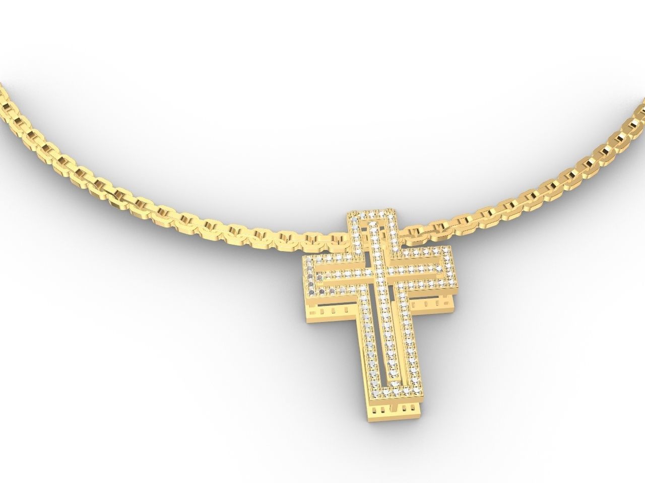 diamond cross pendant and chain stl files verified 3D print model_6