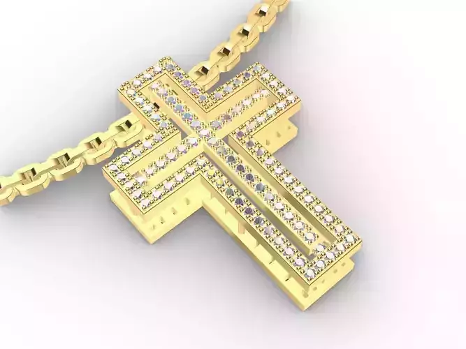 diamond cross pendant and chain stl files verified 3D print model diamond cross pendant and chain stl files verified 3D print model