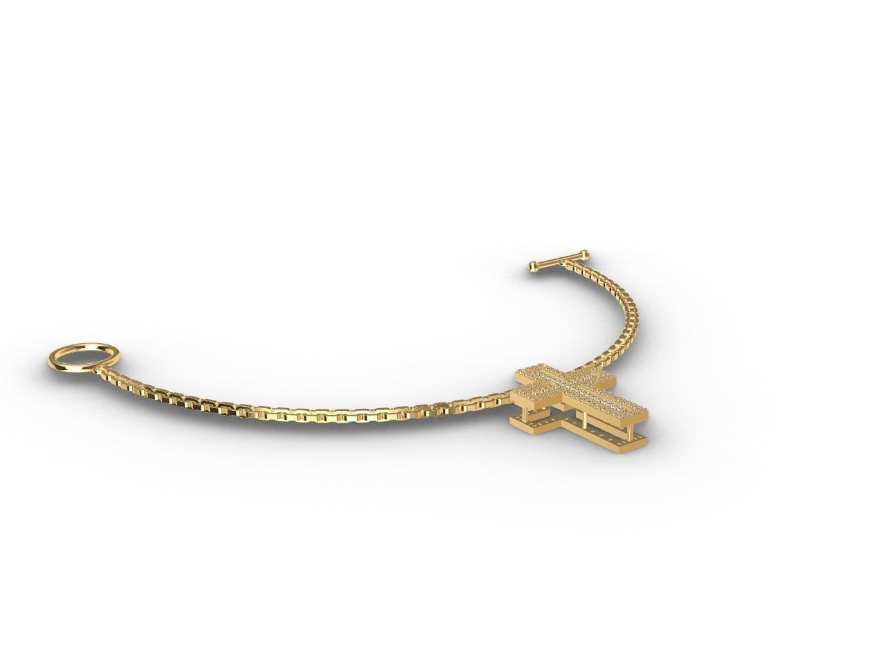 diamond cross pendant and chain stl files verified 3D print model_16