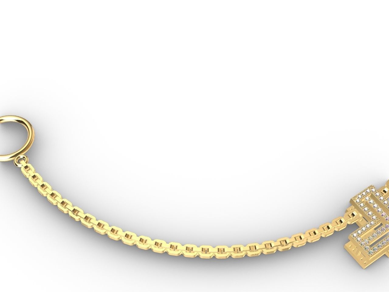 diamond cross pendant and chain stl files verified 3D print model_17