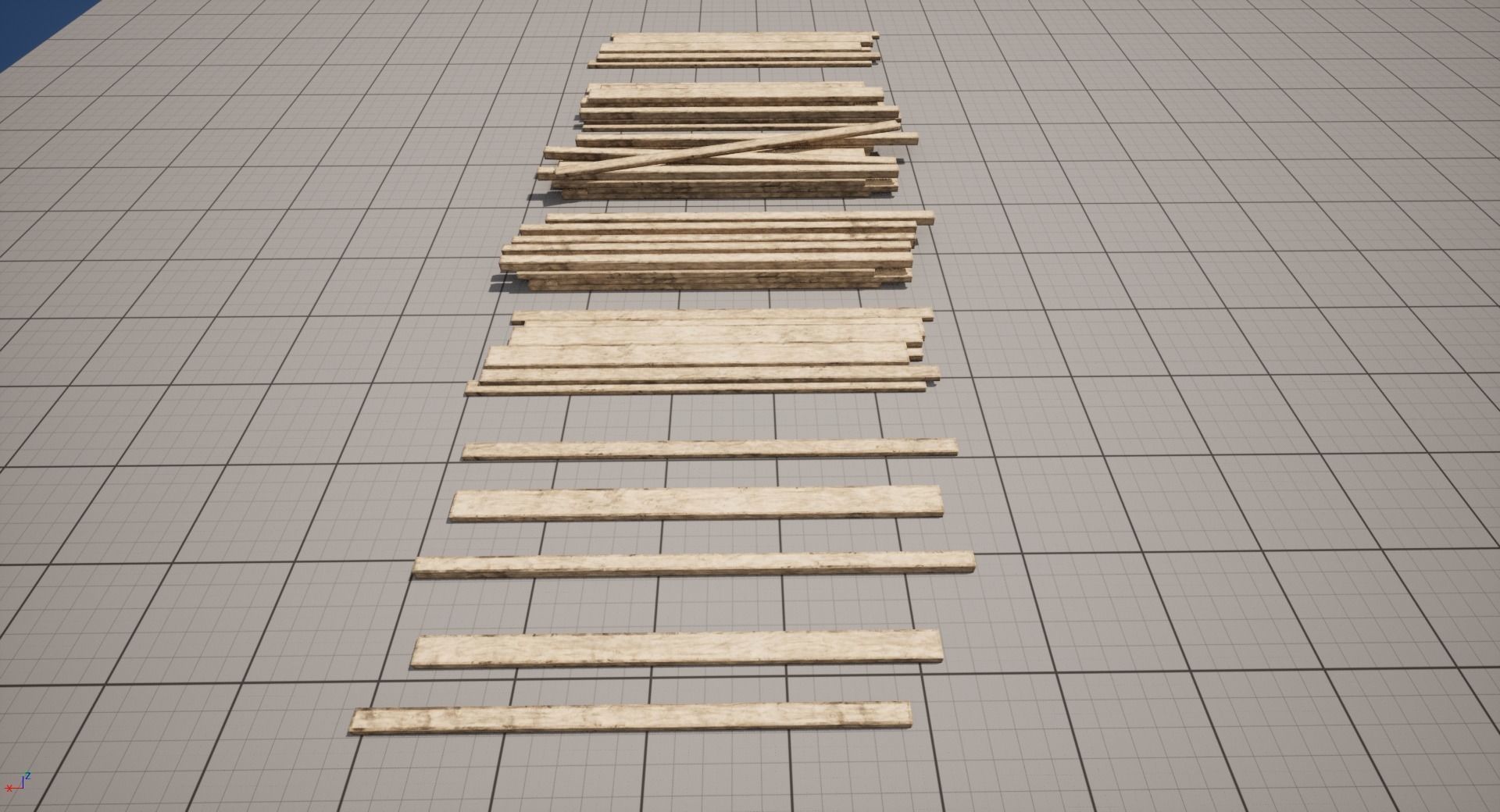 Wooden Planks set Low-poly 3D model_4