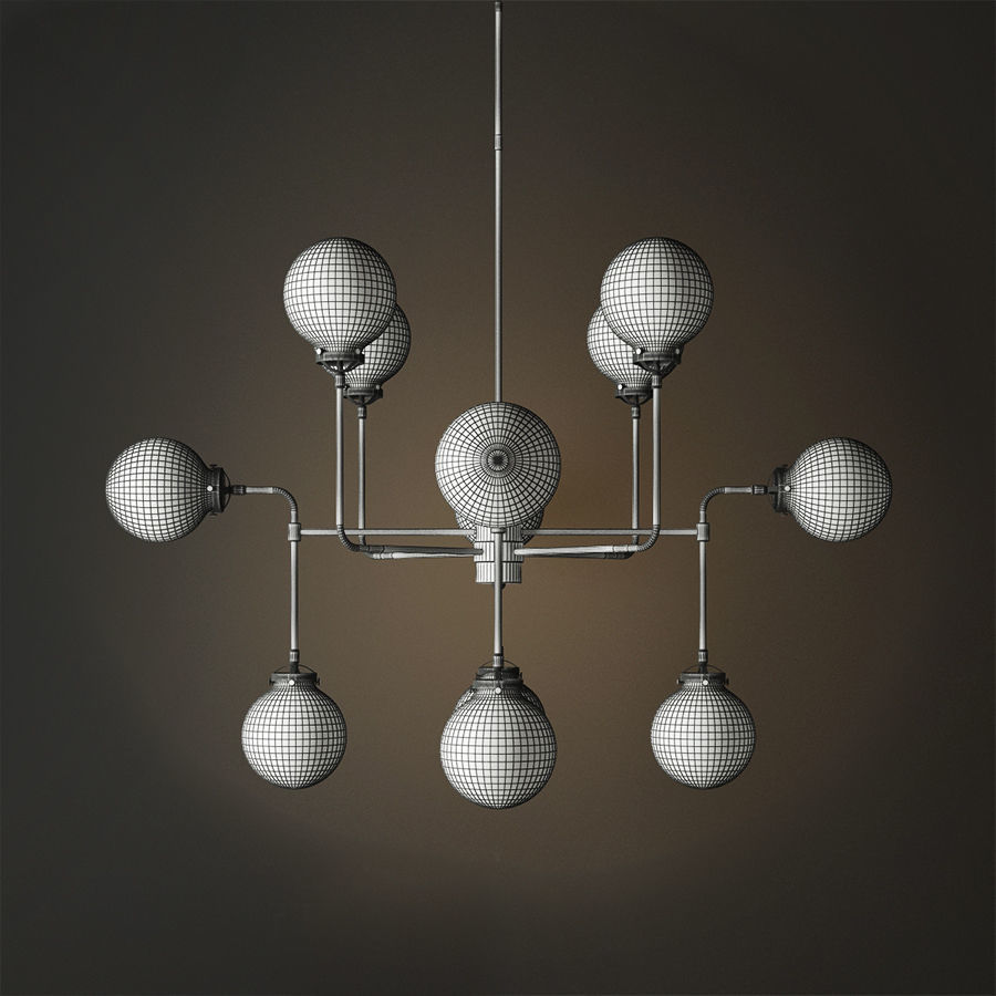 bistro globe clear glass 12 nickel 3D model_2