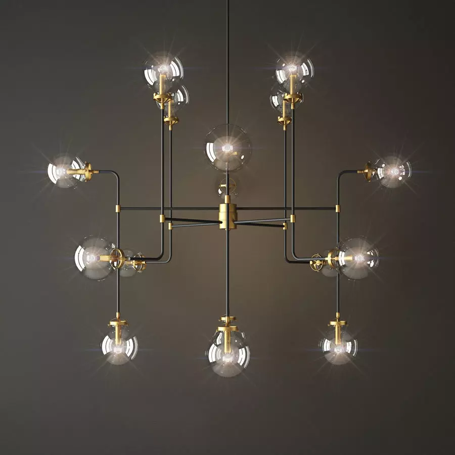 bistro globe clear glass 16 brass 3D model_0