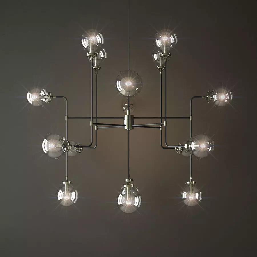 bistro globe clear glass 16 nickel 3D model_0