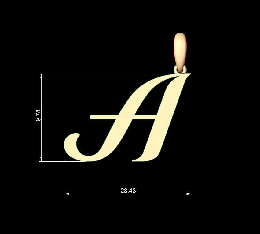 Initial Letters Pendant Labelle A 3D print model_4