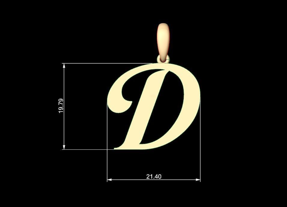 Initial Letters Pendant Labelle D 3D print model_4