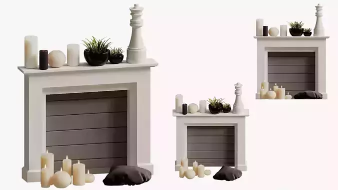 Decorative fireplace with candles
