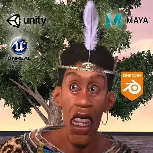 African Warrior High quality character full Rigged and Animated 