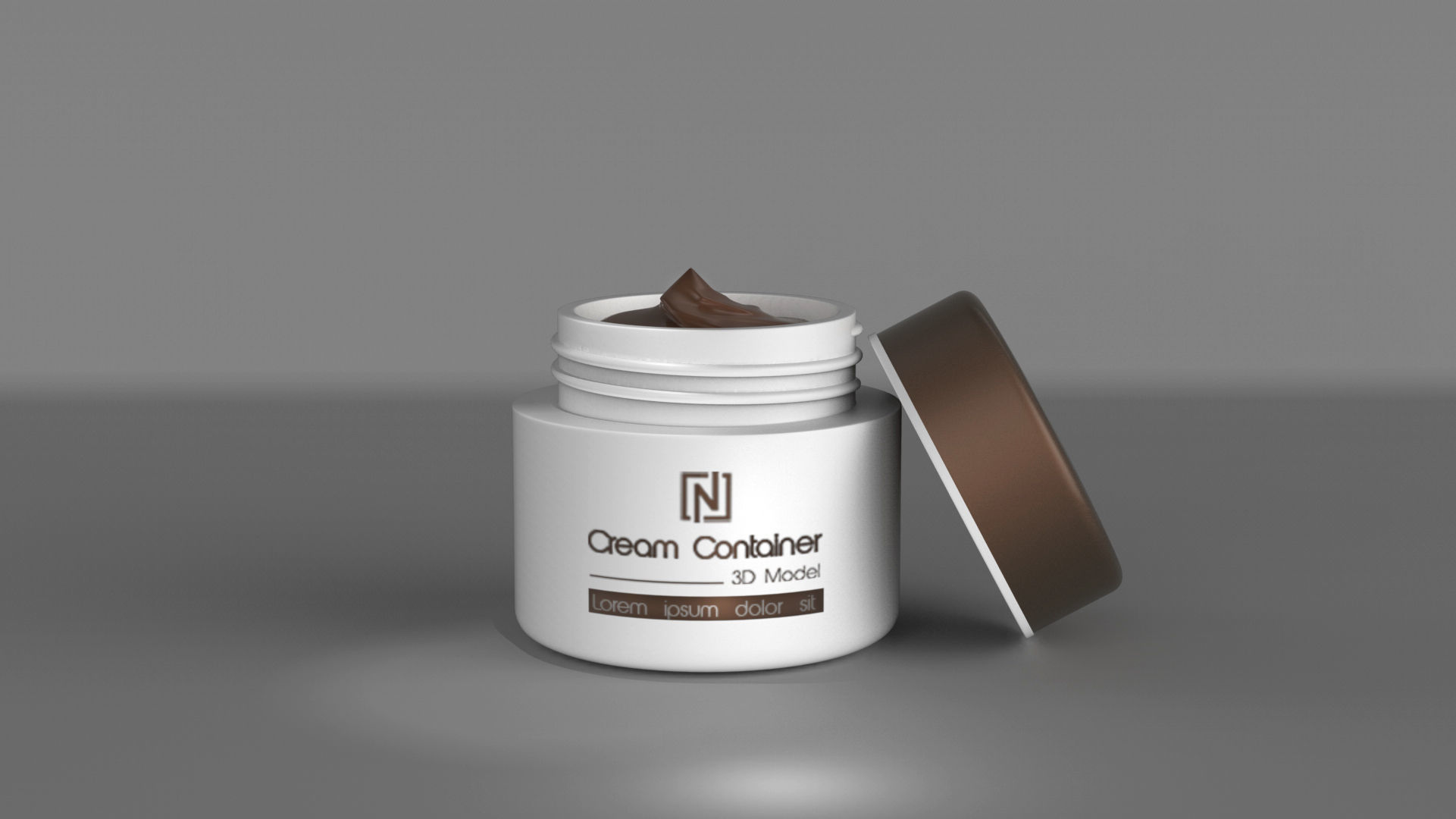 Cream Container Low-poly 3D model_1