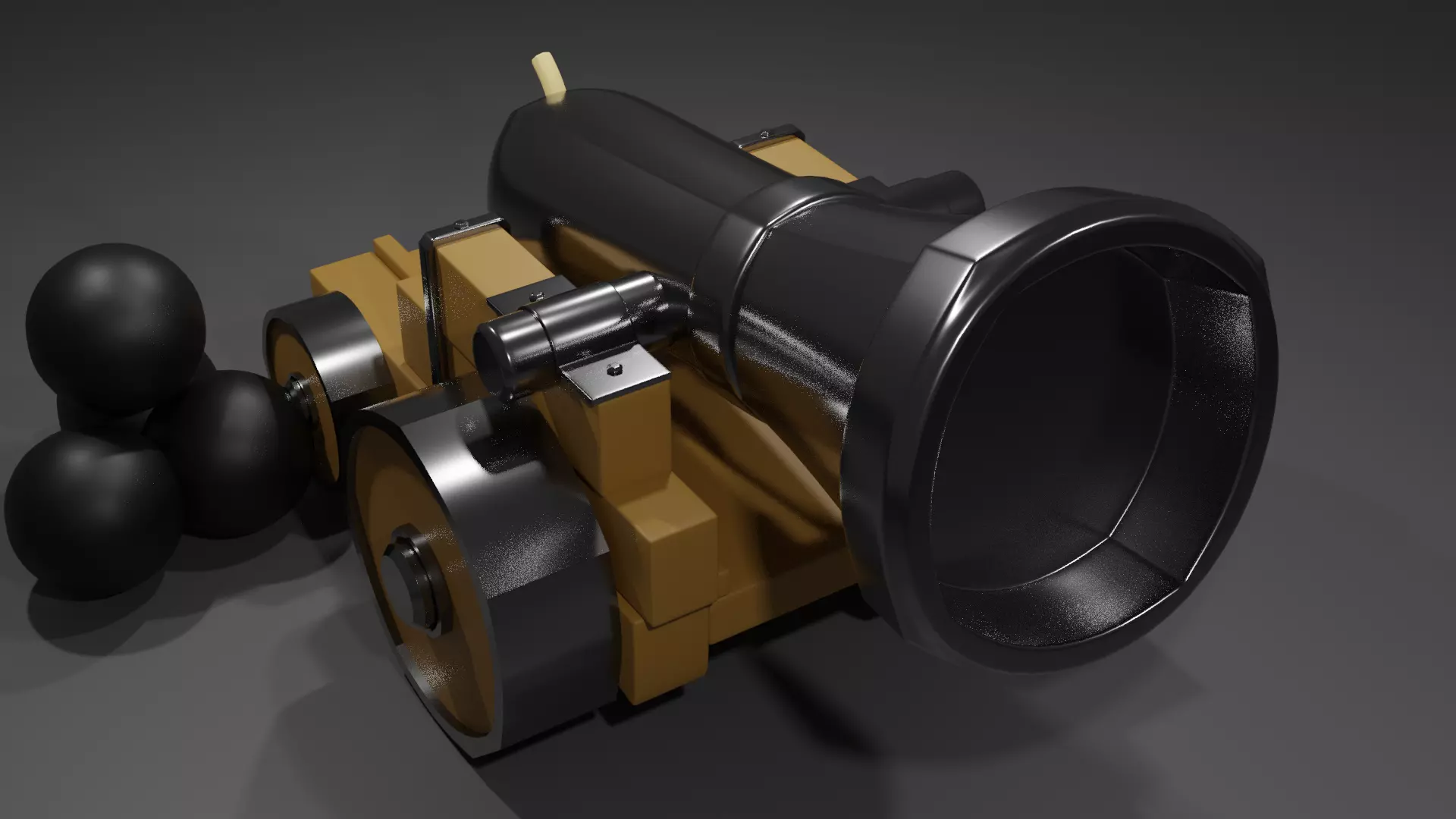 A gun cannon with balls Free 3D model