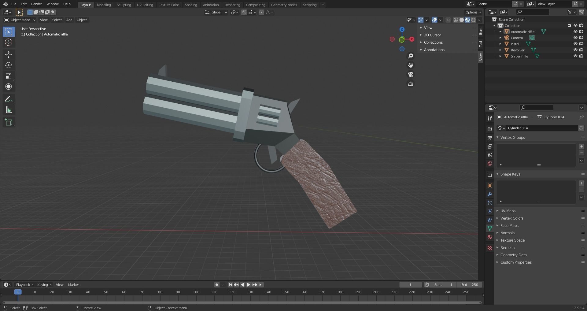 Weapons Low Poly Assetpack Free 3D model_3