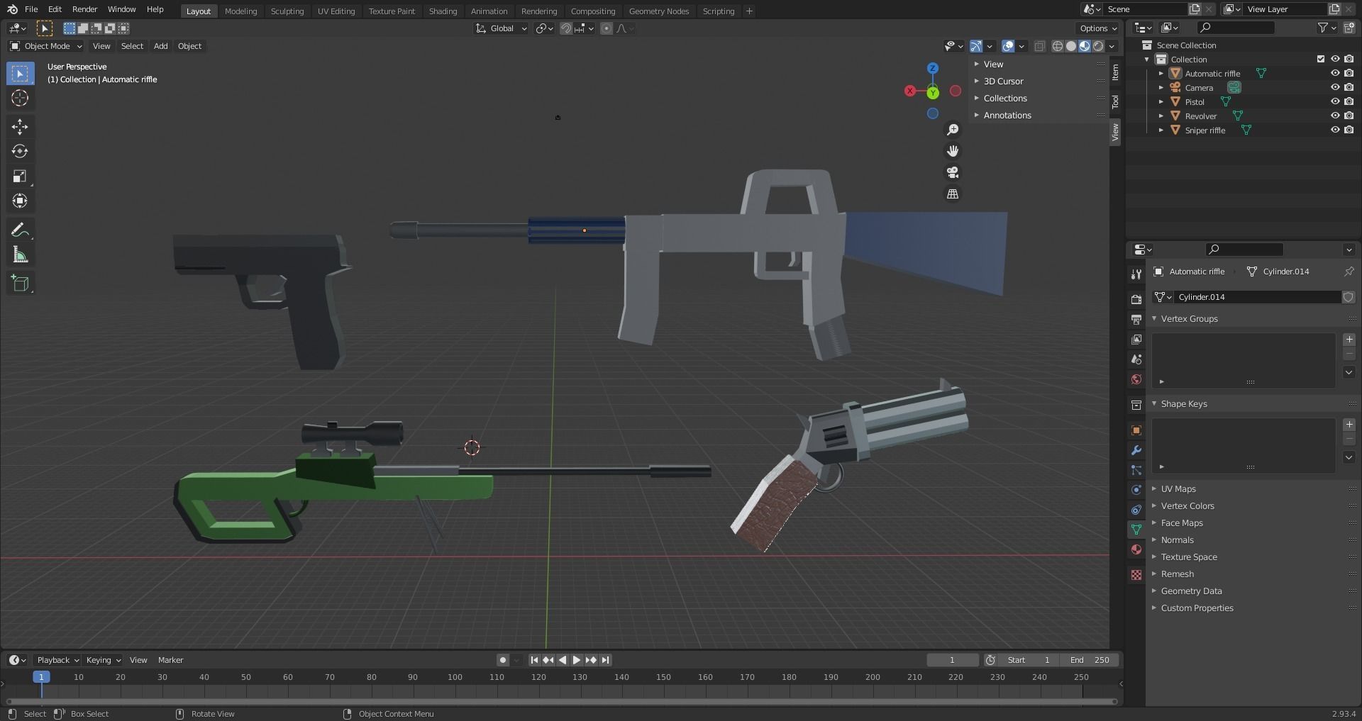 Weapons Low Poly Assetpack Free 3D model_4