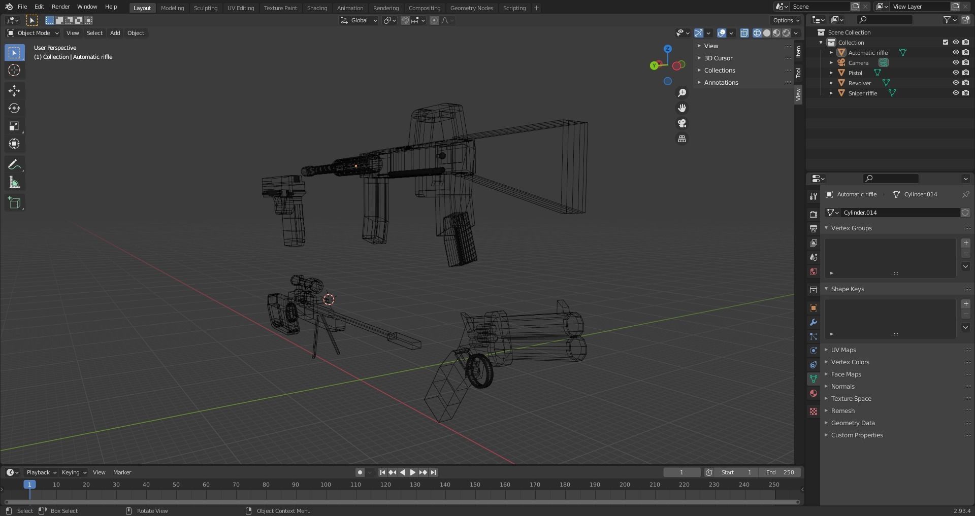 Weapons Low Poly Assetpack Free 3D model_12