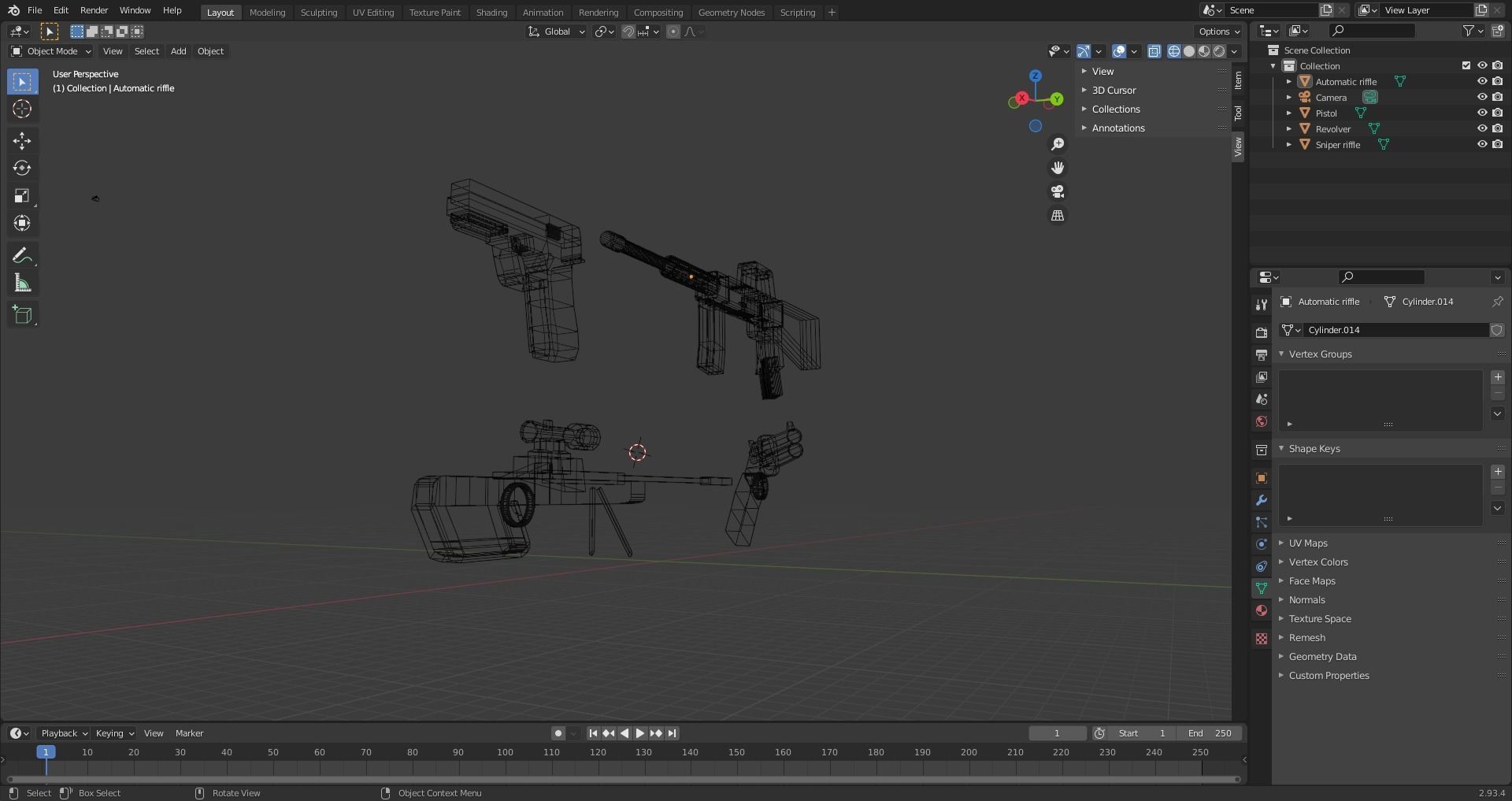 Weapons Low Poly Assetpack Free 3D model_10