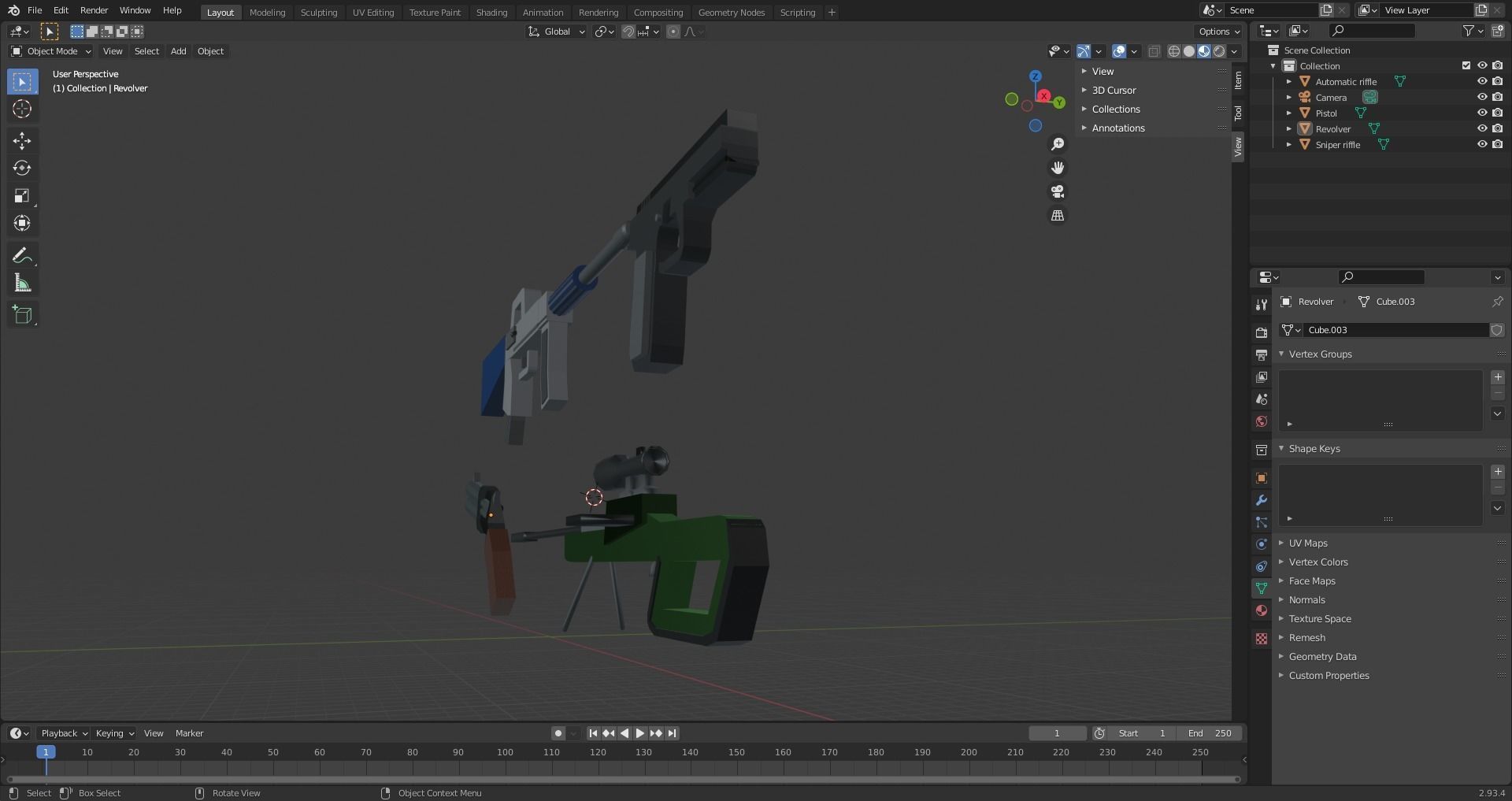Weapons Low Poly Assetpack Free 3D model_8