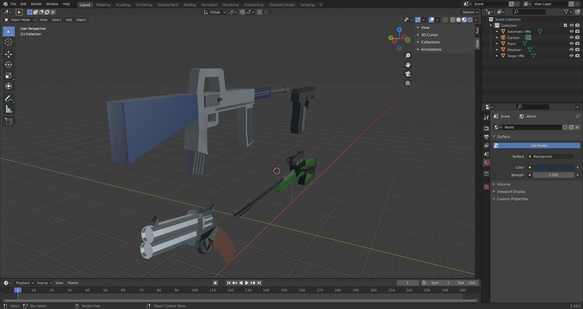Weapons Low Poly Assetpack Free 3D model_13