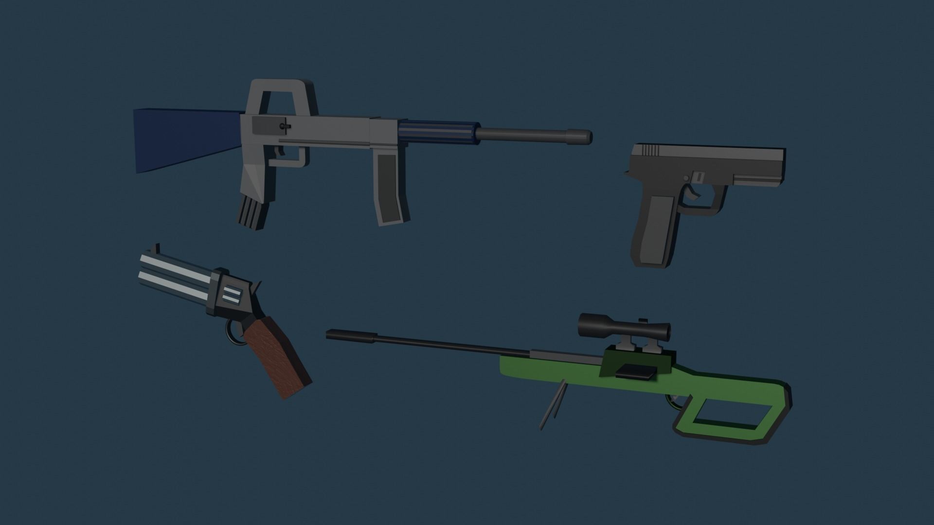 Weapons Low Poly Assetpack Free 3D model_20