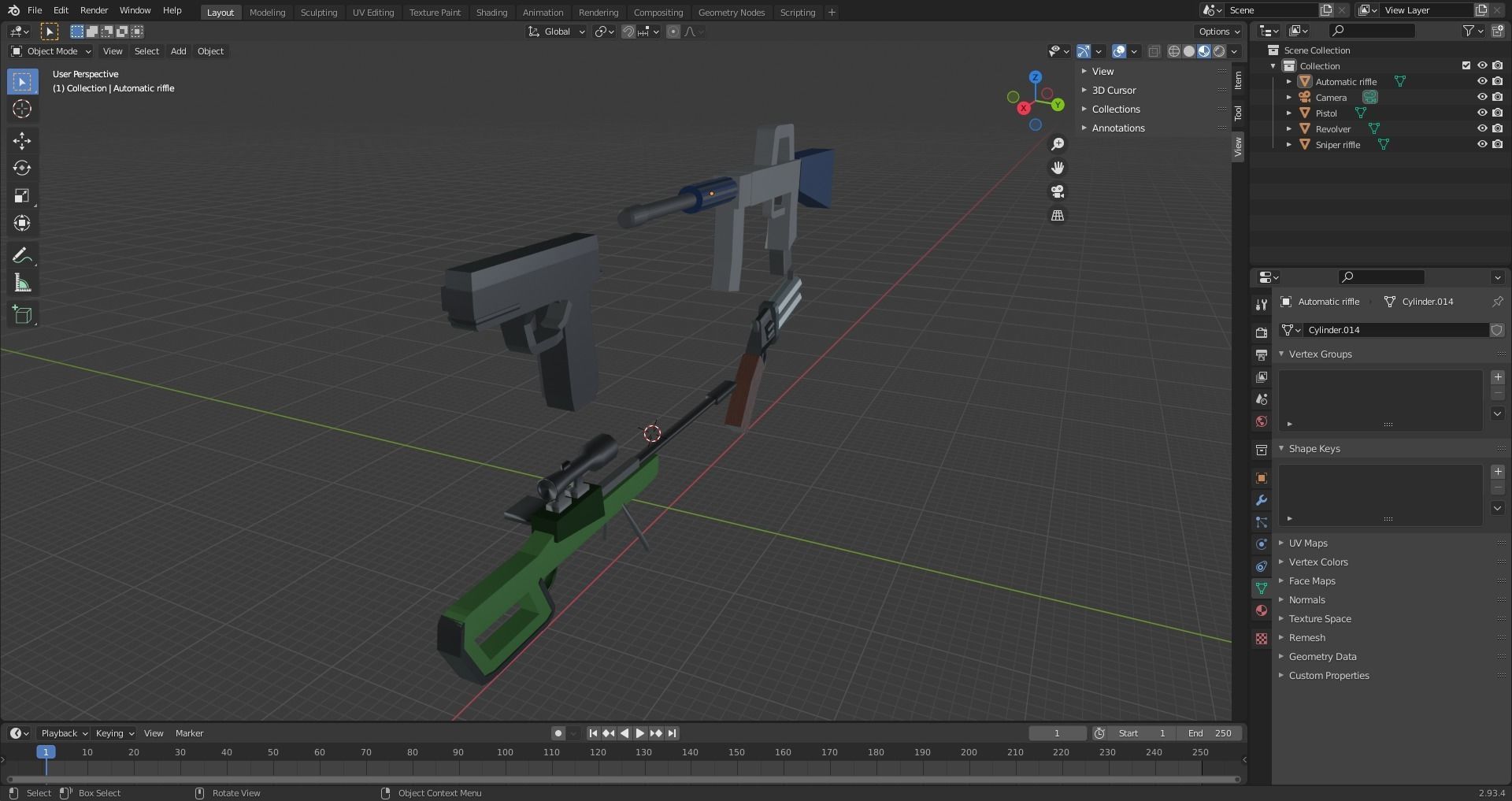 Weapons Low Poly Assetpack Free 3D model_9