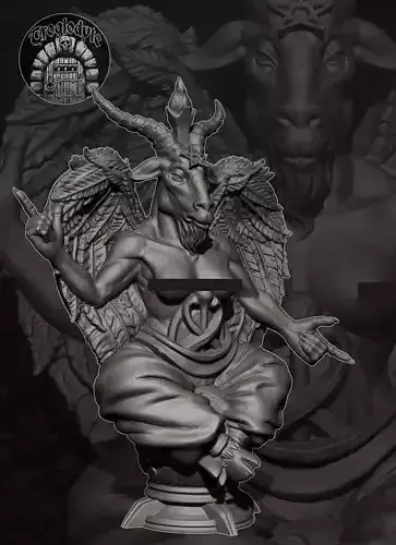 Baphomet statue of demon with wings 3D print model