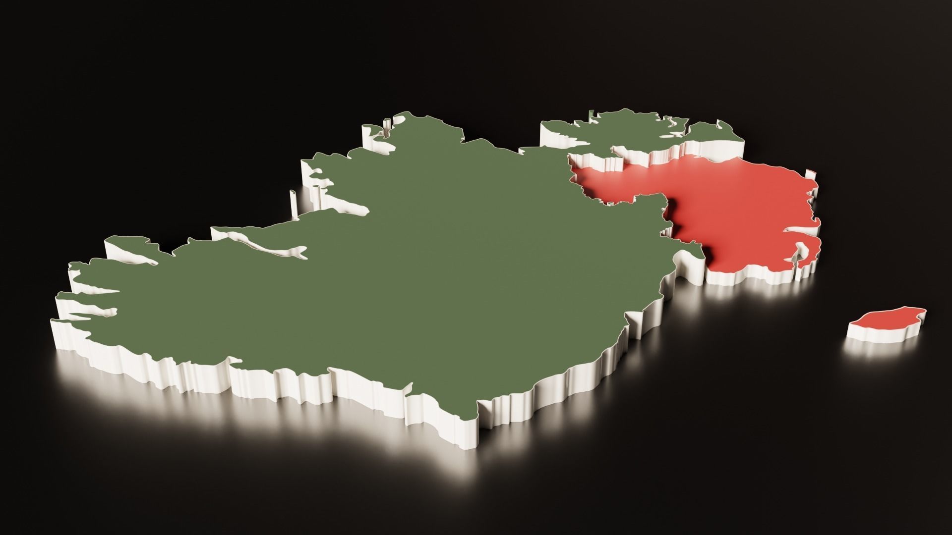 IRELAND POLITICAL MAP LAYOUT Low-poly 3D model_2