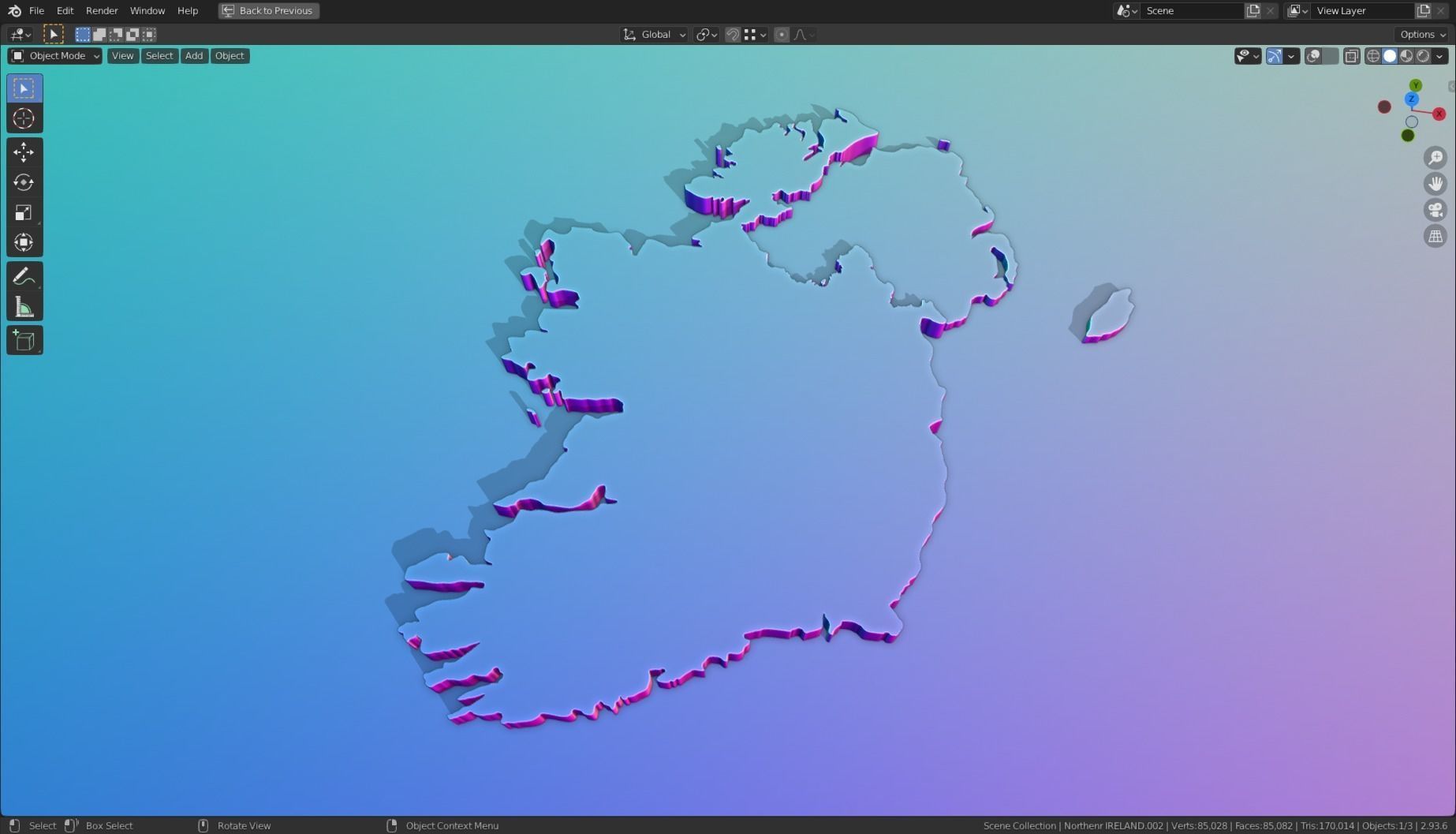 IRELAND POLITICAL MAP LAYOUT Low-poly 3D model_11