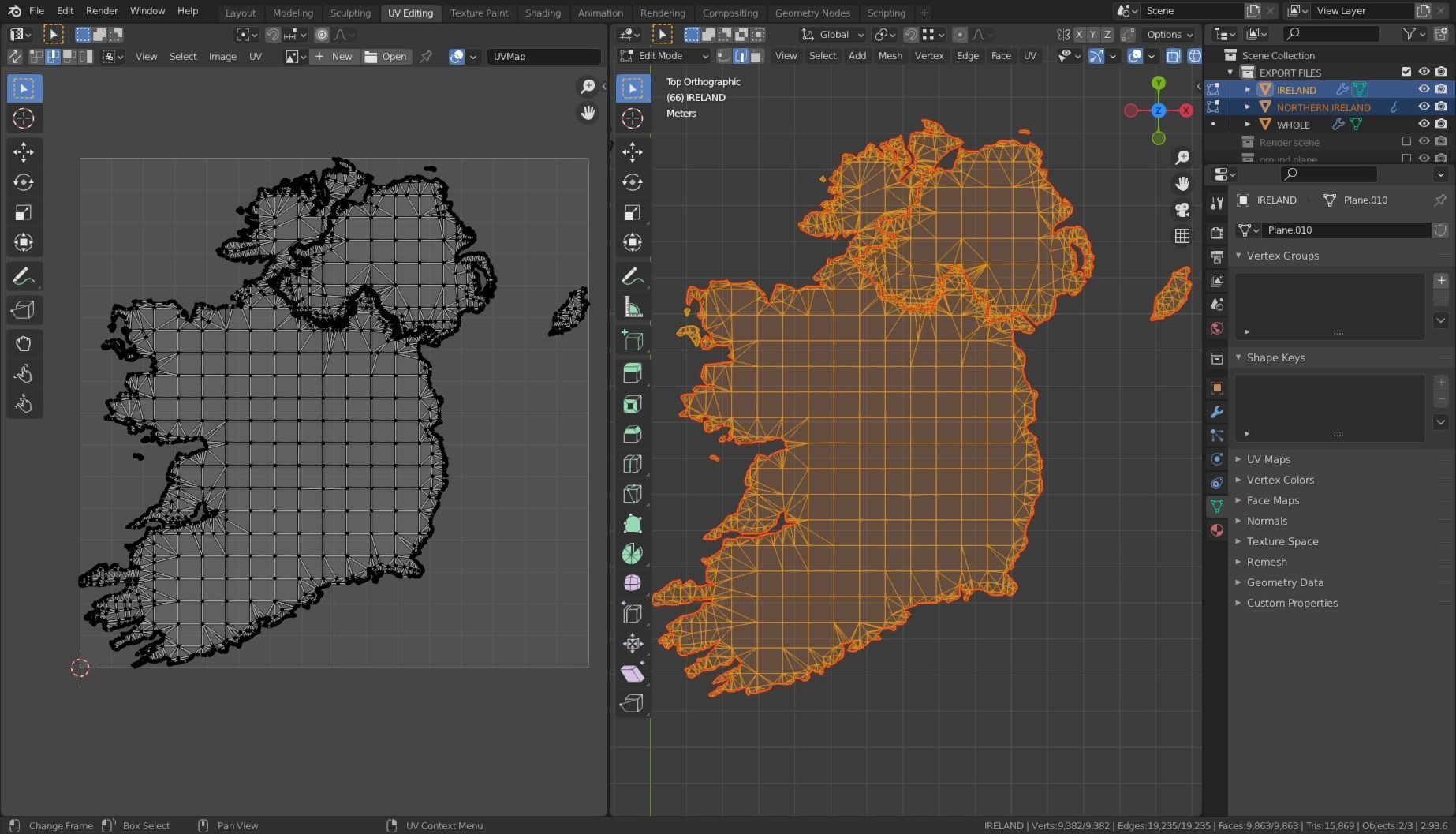 IRELAND POLITICAL MAP LAYOUT Low-poly 3D model_4