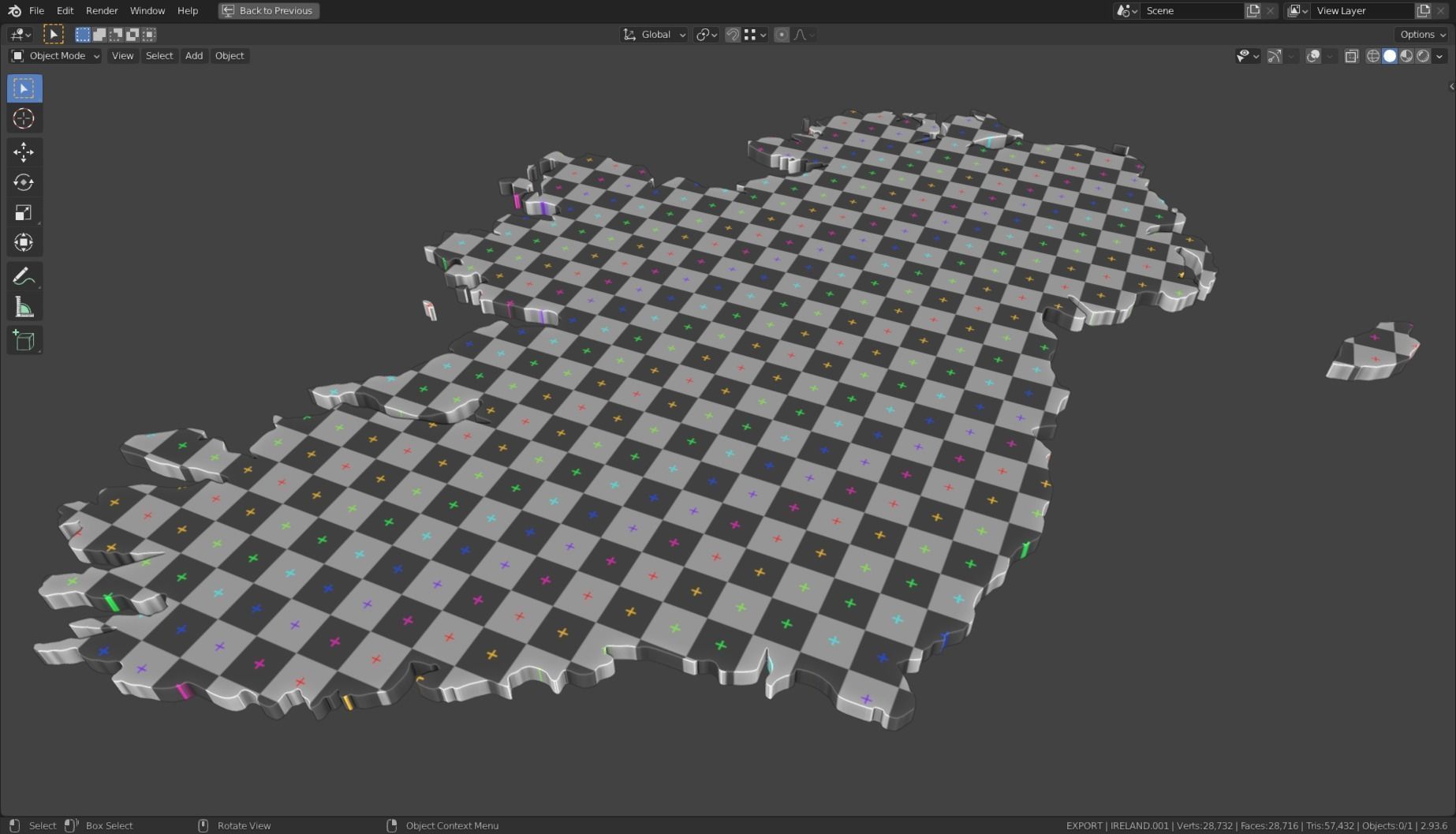 IRELAND POLITICAL MAP LAYOUT Low-poly 3D model_6