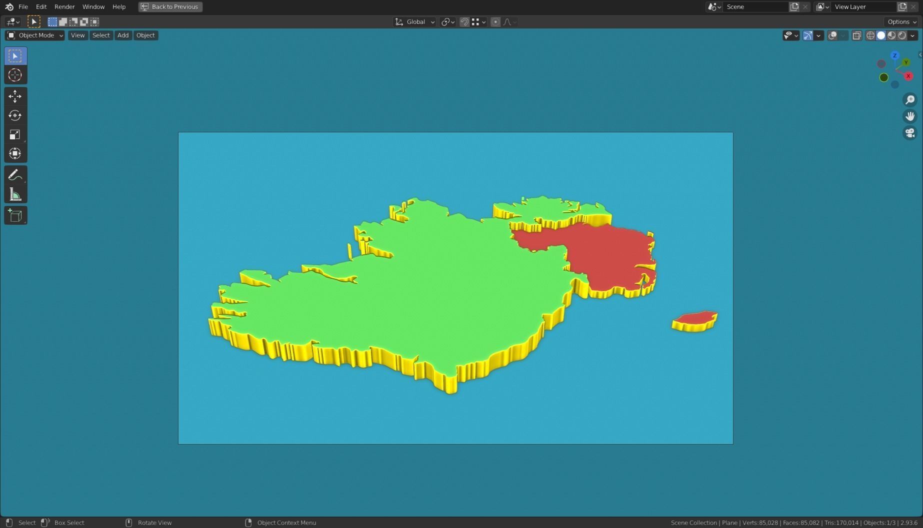 IRELAND POLITICAL MAP LAYOUT Low-poly 3D model_8