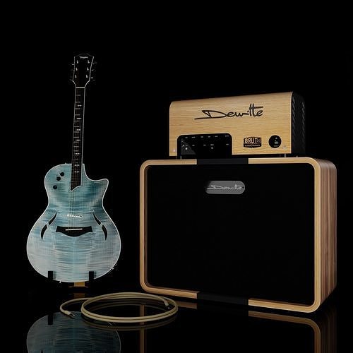 Guitarist Set 1 DeWitte Amp and Taylor T5z Pro 3D model