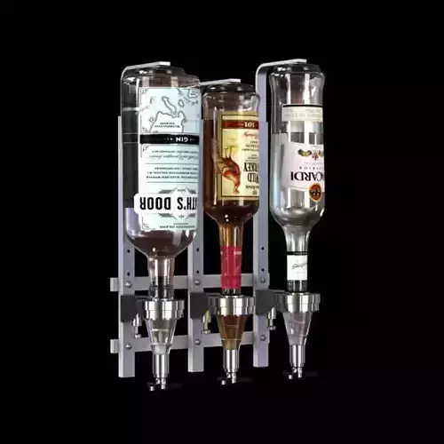 Bar   Metal Bar Butler With Three Bottles Of Alcohol