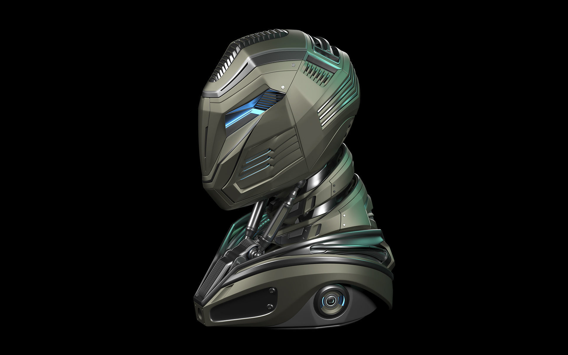 Robot Alien Mech Head 3D model_4
