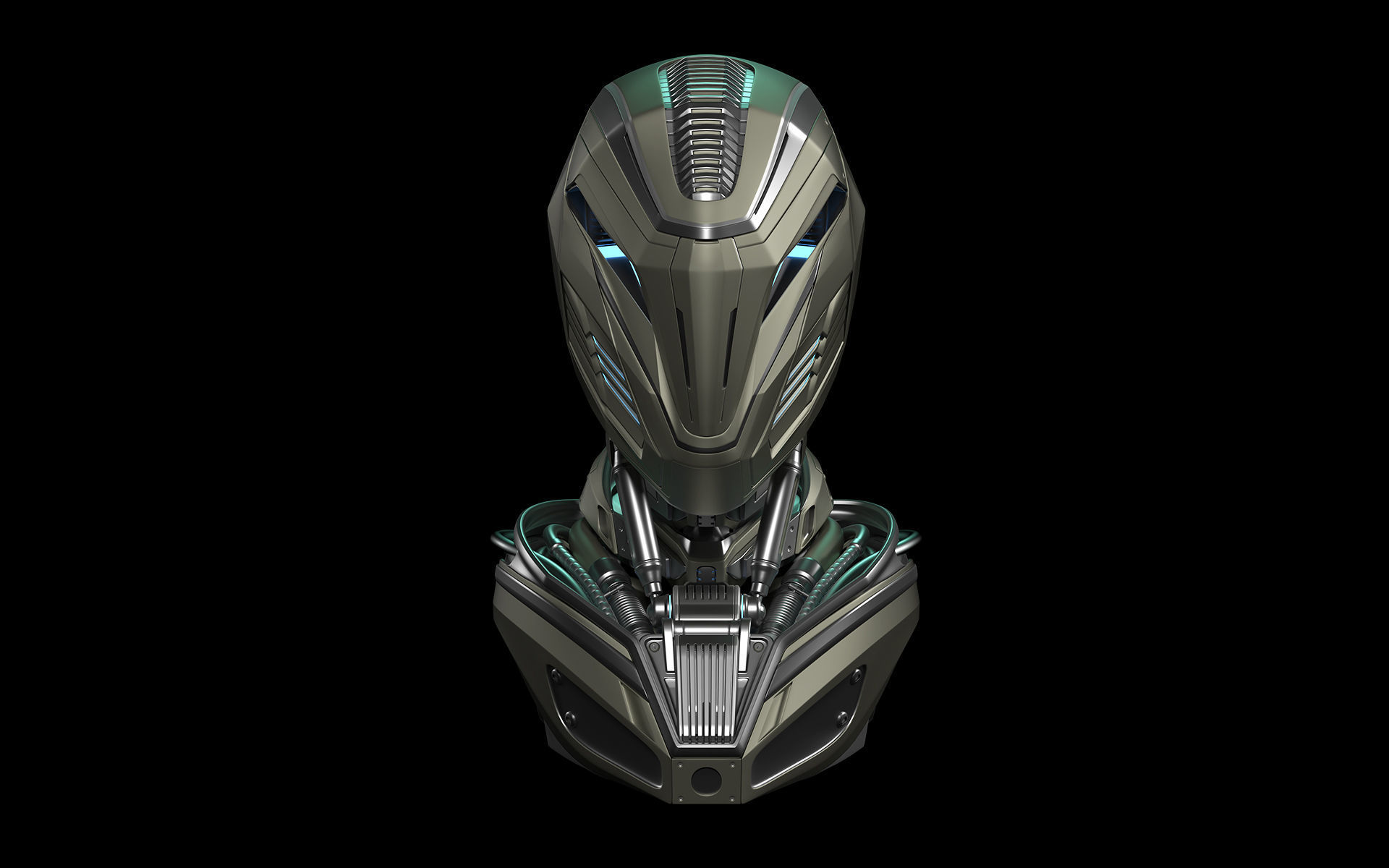 Robot Alien Mech Head 3D model_3
