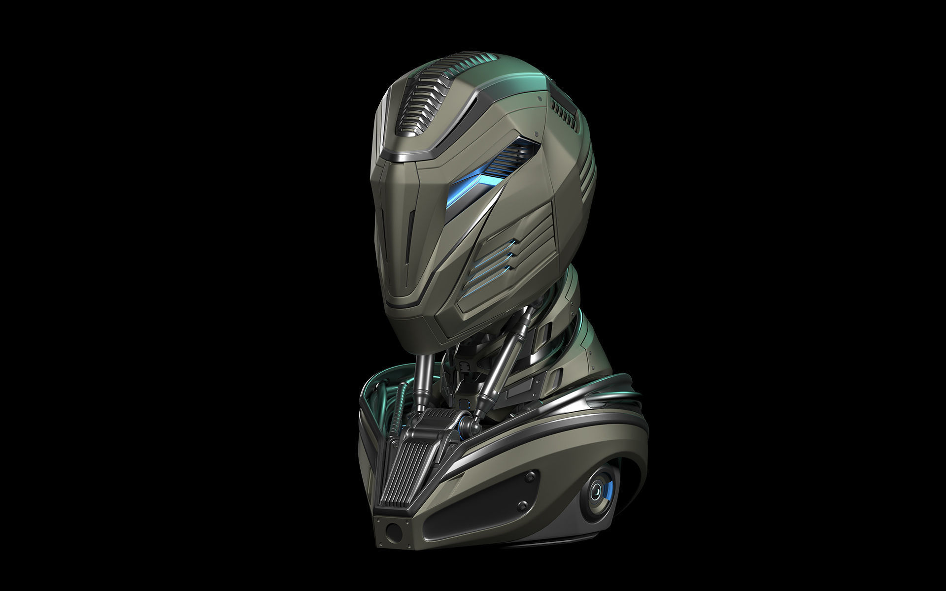 Robot Alien Mech Head 3D model_2