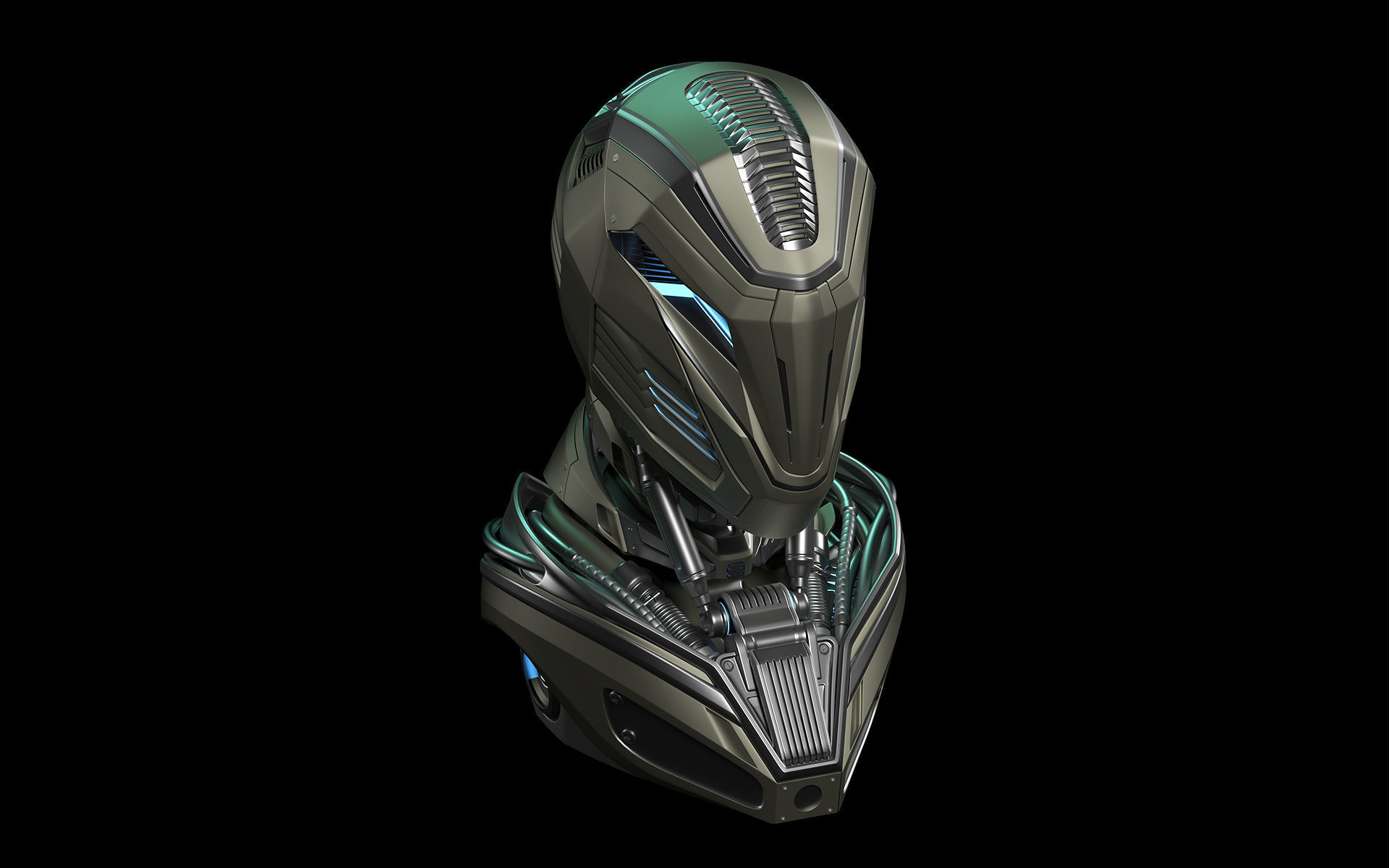 Robot Alien Mech Head 3D model_1