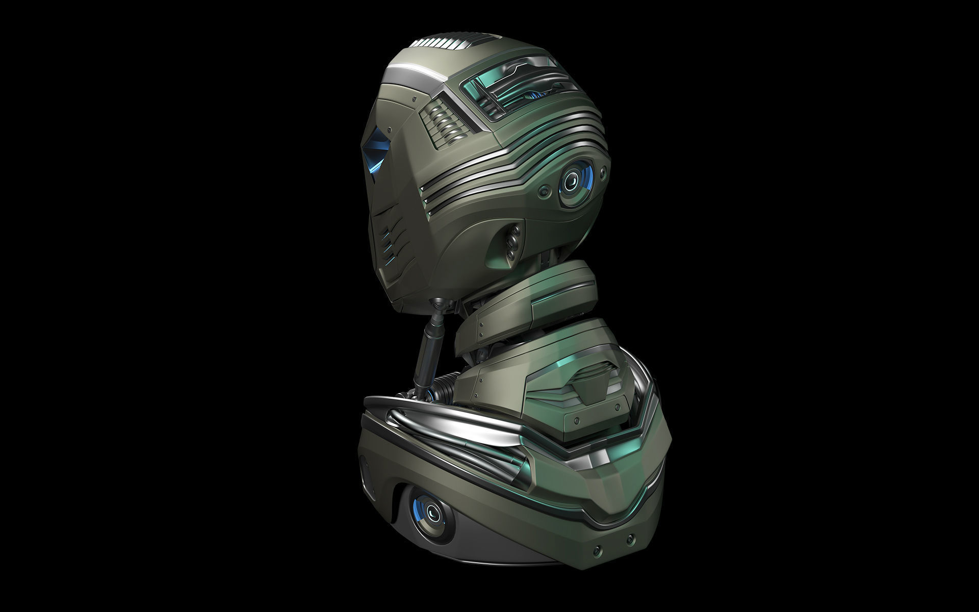 Robot Alien Mech Head 3D model_9