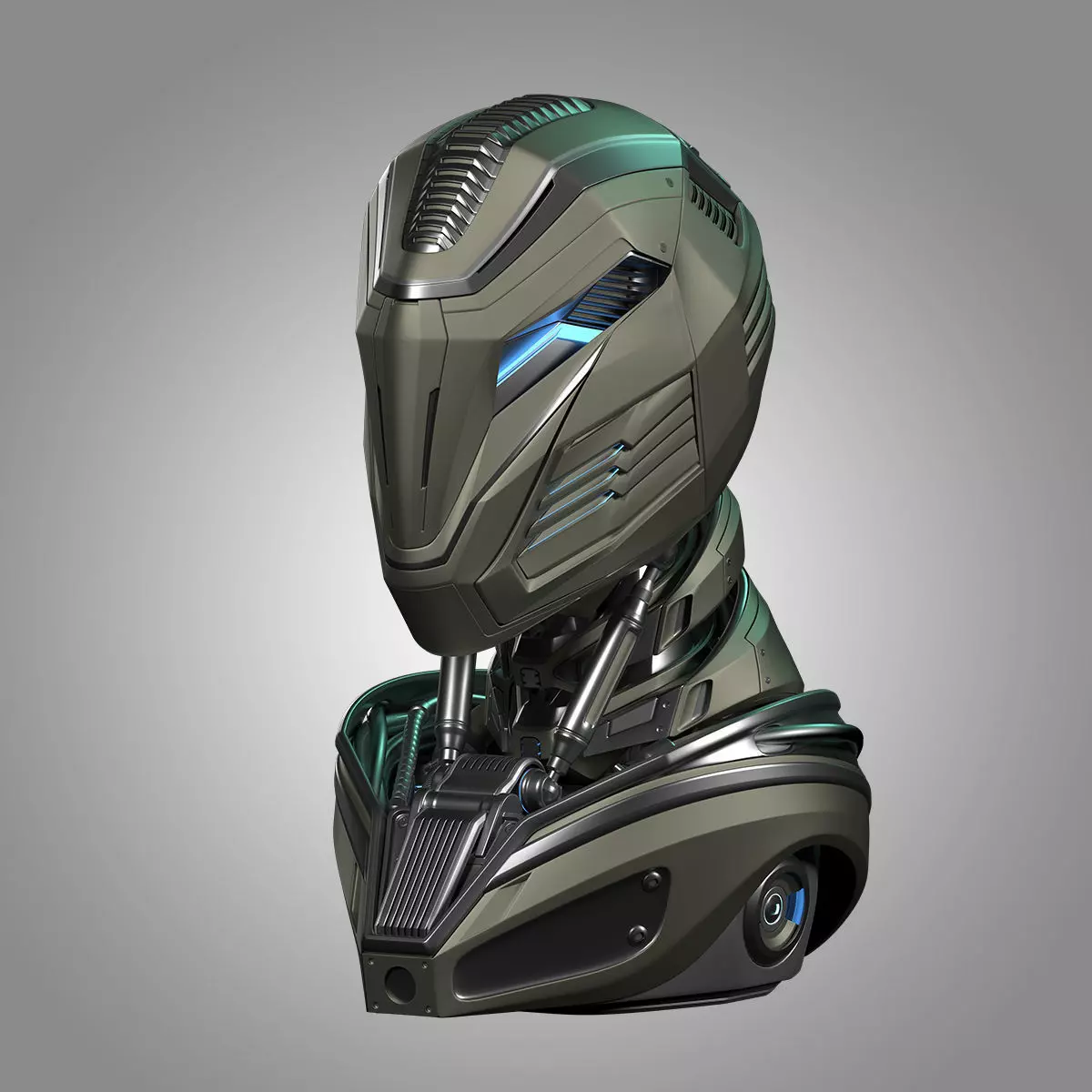Robot Alien Mech Head 3D model_0