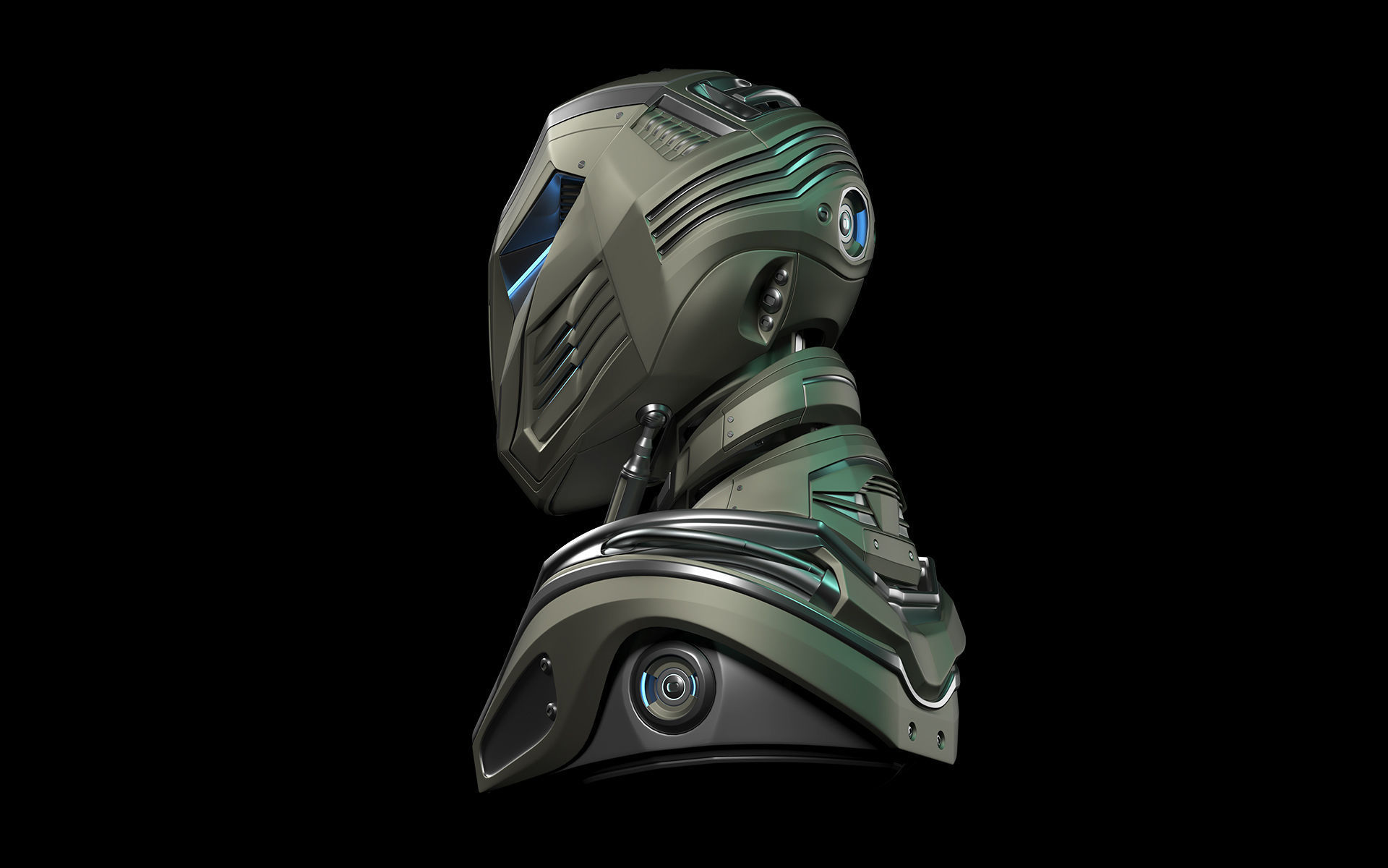 Robot Alien Mech Head 3D model_8