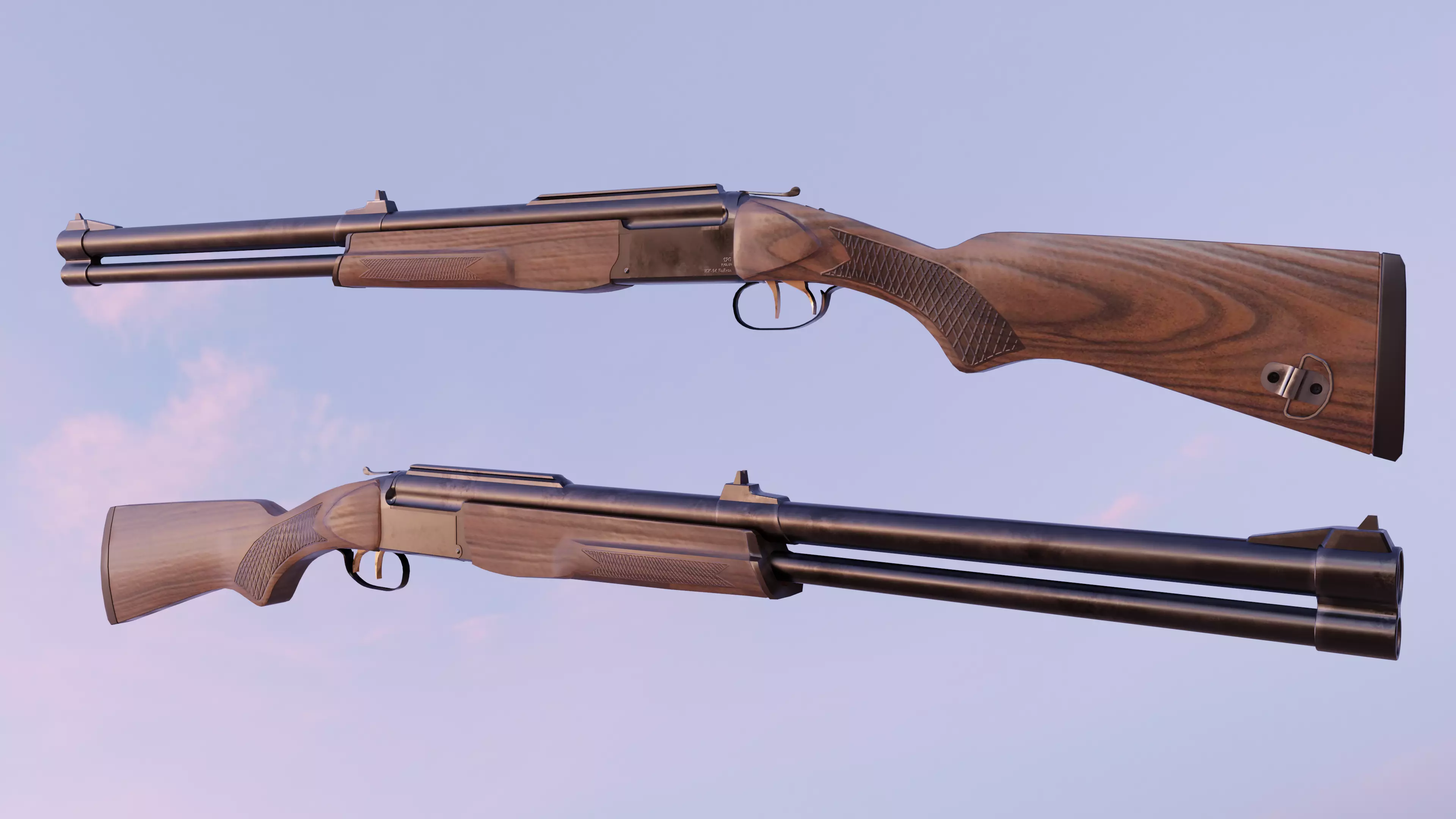 Shotgun Baikal ZH94 Low-poly 3D model