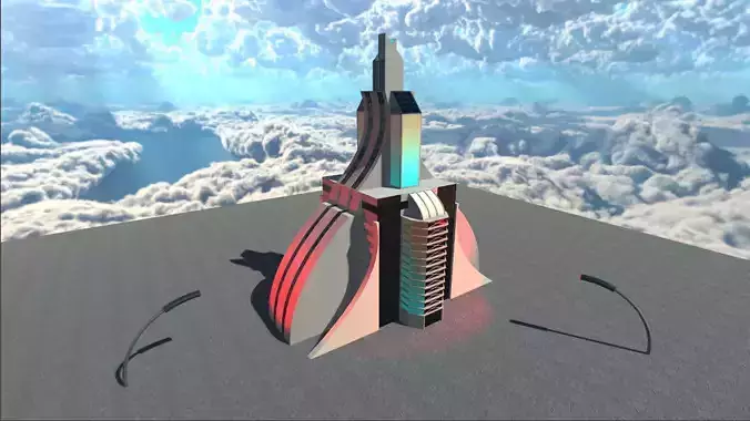 Sci-Fi Building 1 Low-poly 3D model